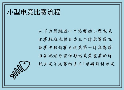 小型电竞比赛流程